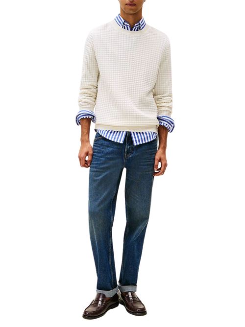 Maglioncino uomo avorio in cotone Tommy Hilfiger | MW0MW38717Z00
